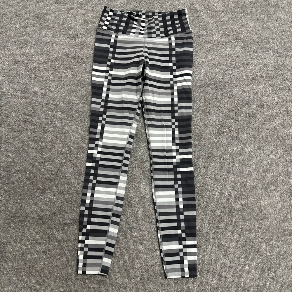 Nike Leggings Womens Size S Gray Black Geometric Checkered Dri-Fit Athletic Pant